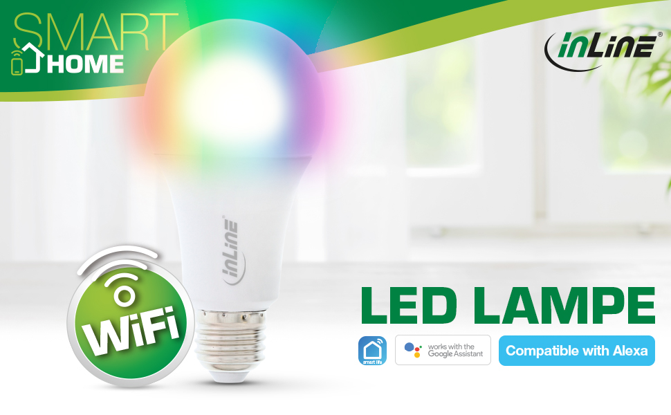INTOS ELECTRONIC AG - 40159B  InLine® lampada a LED SmartHome RGB E27,  900LM